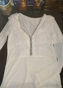 Elegant Korean White Ruffle Top