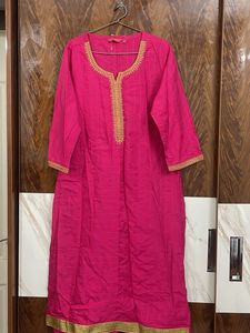 Magenta Embellished Kurti - Size L