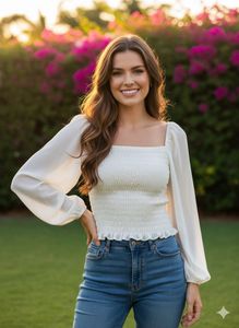 Chic White Smocked Top
