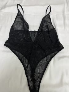 Net Black Thong Bodysuit
