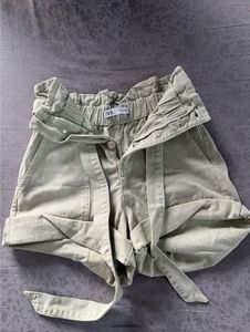 Olive Green High-Waisted Shorts
