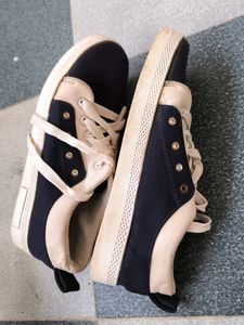 Navy Blue And White Shoes
