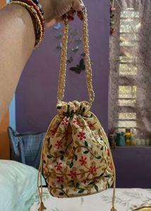 Floral Embroidered Potli Bag