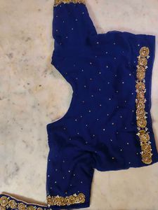 Beautiful 😍 Blue Colour Saree With Blouse 🔥
