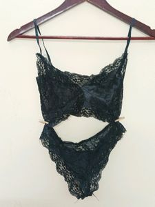 Black Net Bra And Panty