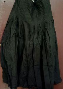 Black Cotton Long Skirt