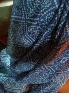 Blue Saree With White Dots
