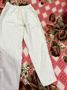 Off White Cotton Pants - Casual Comfort