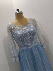 Elegant Light Blue Floral Dress