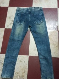 Men&#39;s Navy Blue Faded Slim Fit Denim Jeans