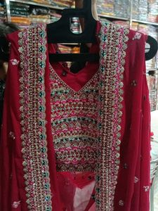 Red Embroidered Salwar Kameez