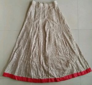 Red Zipper Gown Dress With Golden Lengha Size-M