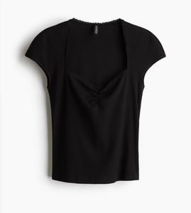Black Sweetheart Neck Top
