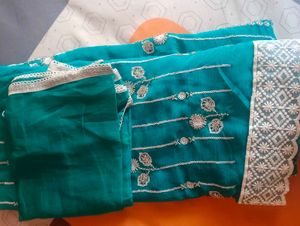 Teal Embroidered Kurta Set