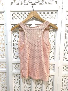 Trendy Pink Crochet Tank Top(A)