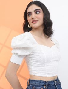 Elegant White Sweetheart Crop Top