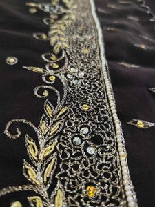 Aari  Zardozi Work Saree Dark Brown Sare