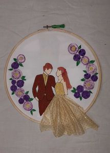 Embroidered Couple Hoop Art
