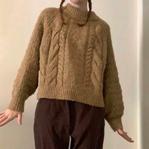 Classic Cable Knit Mock Neck Sweater