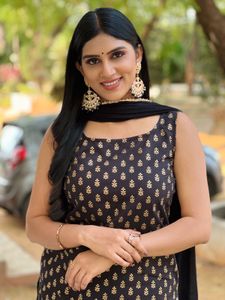 Elegant Black Printed Kurta Set