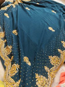 Party Wear Dark Green Saree With Blouse
