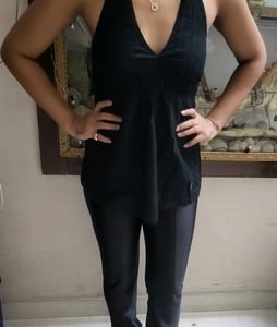Black Cotton Jaali Top