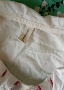 Cute Y2K Shirt With Frilled Collar And Embroidery