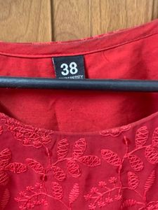 Red Embroidered Kurta