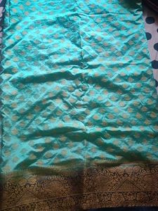 Teal & Gold Dress Material