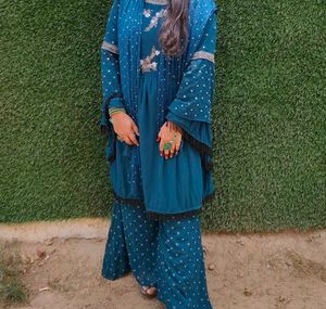 Teal Embellished Salwar Kameez