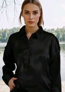 Elegant Black Satin Shirt