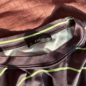 Black &amp; Green Striped “Honey Bunny” Oversized Crop