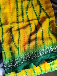 Yellow &amp; Green Saree