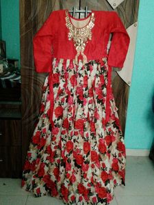 Red And Creme Gown