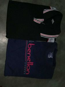 Black Polo Shirt with Striped Collar