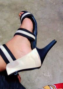 Striped Ankle Strap Sandals