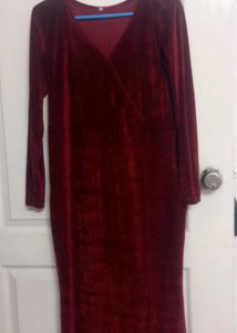 Maroon Velvet Dress