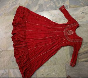 Red Attractive Anarkali Gown