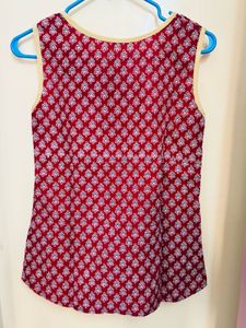 Red Printed Sleeveless Top