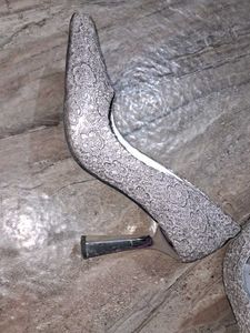 Silver Patterned Heels