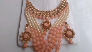 Elegant Peach &amp; Pearl Jewelry Set