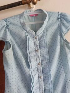 Cute Blue Polka Dot Blouse