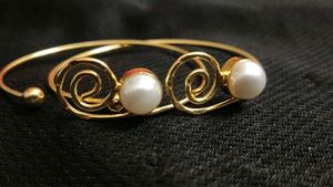 Brass Pearl Ball Bangles