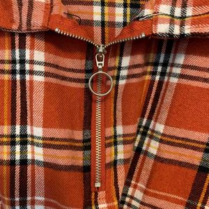 Orange Checkered Tie-Knot Shirt for Women