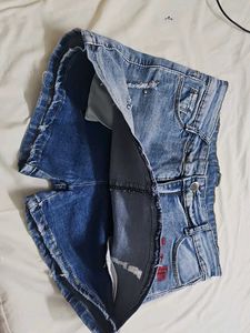 Distressed Denim Skorts
