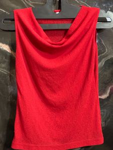 Cute KoreanRed Sleeveless Top