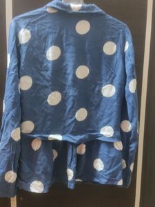 Big White Polka Dots Collared Shirt Great Quality And Barely Used
