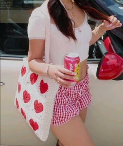 Crochet Heart Tote Bag
