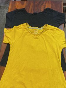 Two Cute Tops - Black & Mustard