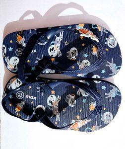 Max Printed Sling Back Slippers-Navy Blue